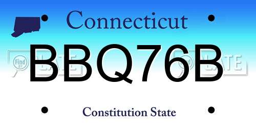 BBQ76B Connecticut License Plate