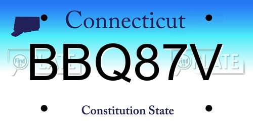 BBQ87V Connecticut License Plate