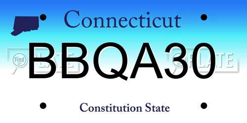 BBQA30 Connecticut License Plate
