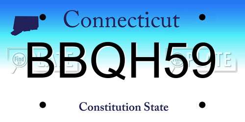 BBQH59 Connecticut License Plate