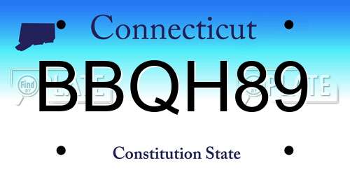 BBQH89 Connecticut License Plate