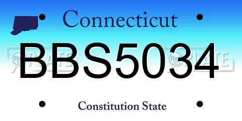 BBS5034 Connecticut License Plate