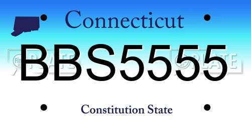 BBS5555 Connecticut License Plate