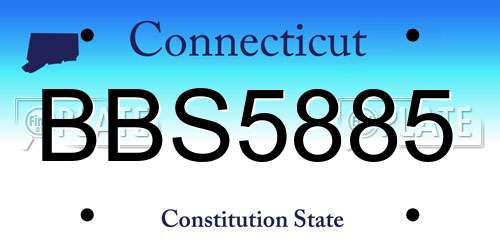 BBS5885 Connecticut License Plate