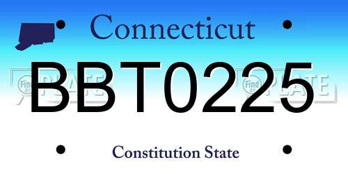 BBT0225 Connecticut License Plate
