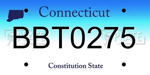 BBT0275 Connecticut License Plate