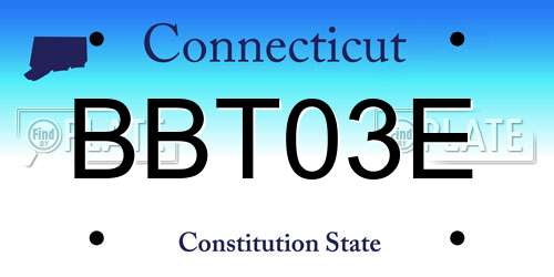 BBT03E Connecticut License Plate