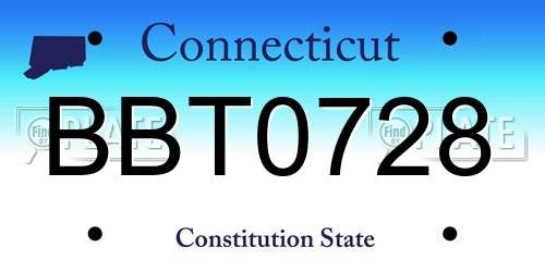 BBT0728 Connecticut License Plate