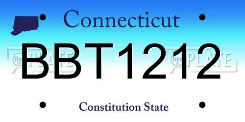 BBT1212 Connecticut License Plate