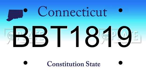 BBT1819 Connecticut License Plate