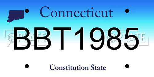 BBT1985 Connecticut License Plate