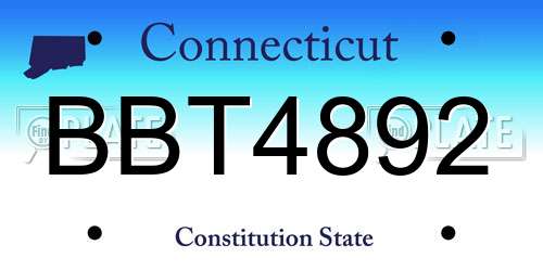 BBT4892 Connecticut License Plate