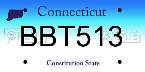 BBT513 Connecticut License Plate