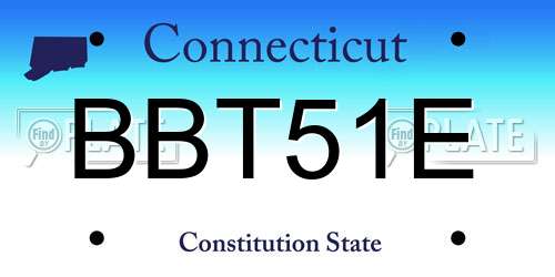 BBT51E Connecticut License Plate