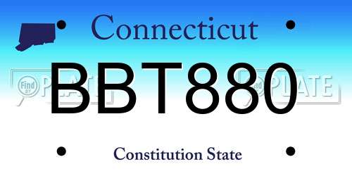 BBT880 Connecticut License Plate