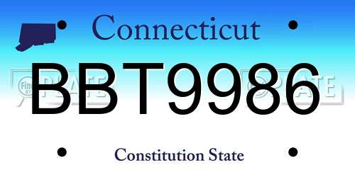 BBT9986 Connecticut License Plate
