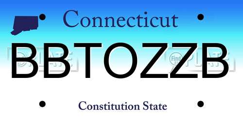 BBTOZZB Connecticut License Plate