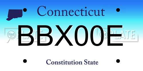 BBX00E Connecticut License Plate