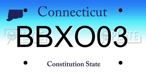BBXO03 Connecticut License Plate