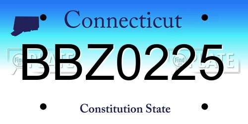 BBZ0225 Connecticut License Plate