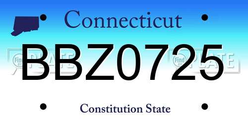 BBZ0725 Connecticut License Plate