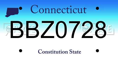 BBZ0728 Connecticut License Plate