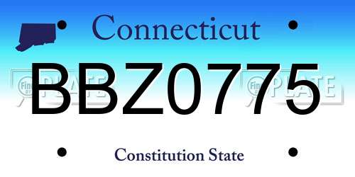 BBZ0775 Connecticut License Plate