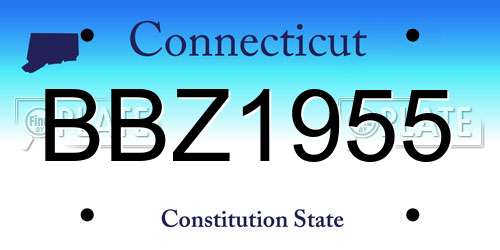 BBZ1955 Connecticut License Plate