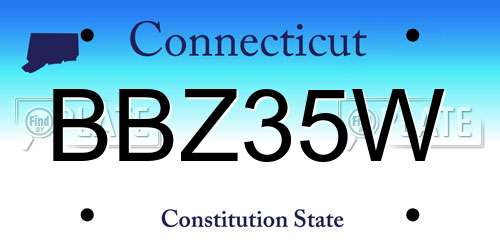 BBZ35W Connecticut License Plate