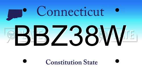 BBZ38W Connecticut License Plate