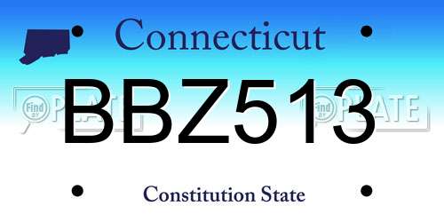 BBZ513 Connecticut License Plate