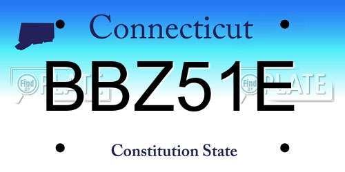 BBZ51E Connecticut License Plate