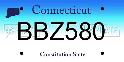 BBZ580 Connecticut License Plate