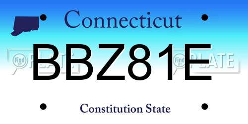 BBZ81E Connecticut License Plate
