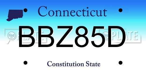 BBZ85D Connecticut License Plate