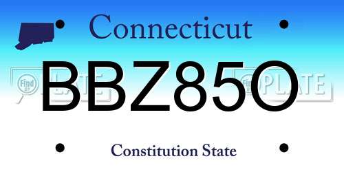 BBZ85O Connecticut License Plate