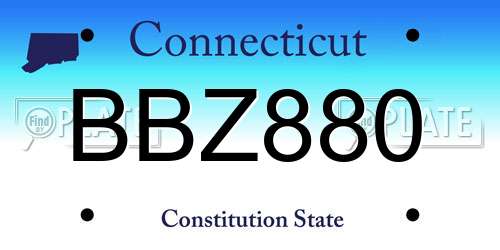 BBZ880 Connecticut License Plate