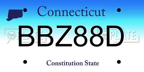 BBZ88D Connecticut License Plate