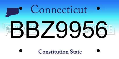 BBZ9956 Connecticut License Plate