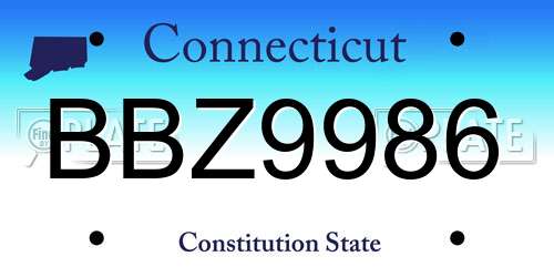 BBZ9986 Connecticut License Plate
