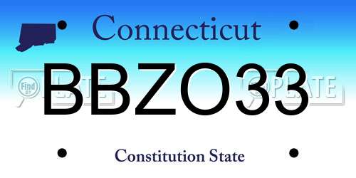 BBZO33 Connecticut License Plate