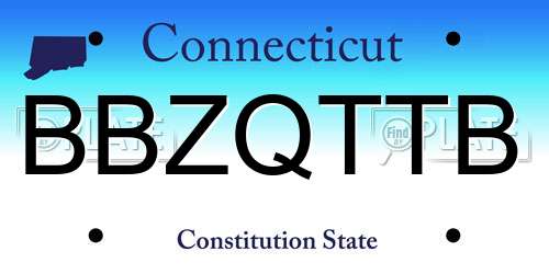 BBZQTTB Connecticut License Plate