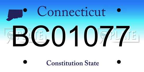 BC01077 Connecticut License Plate
