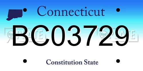BC03729 Connecticut License Plate