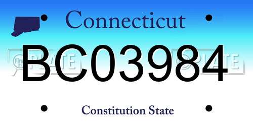 BC03984 Connecticut License Plate