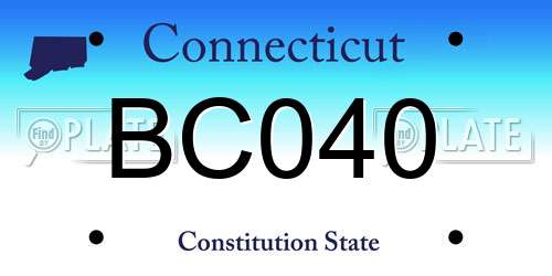 BC040 Connecticut License Plate