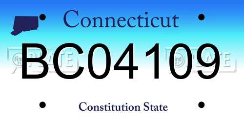 BC04109 Connecticut License Plate