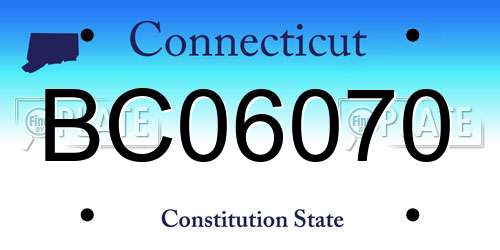 BC06070 Connecticut License Plate