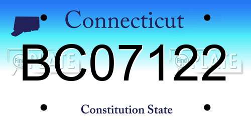 BC07122 Connecticut License Plate