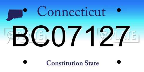 BC07127 Connecticut License Plate
